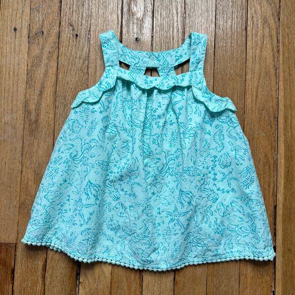 Tommy Bahama Ocean Life Summer‎ Top Flowy Ruffles Cotton Sea Blue Girls Size 4T - Picture 1 of 12